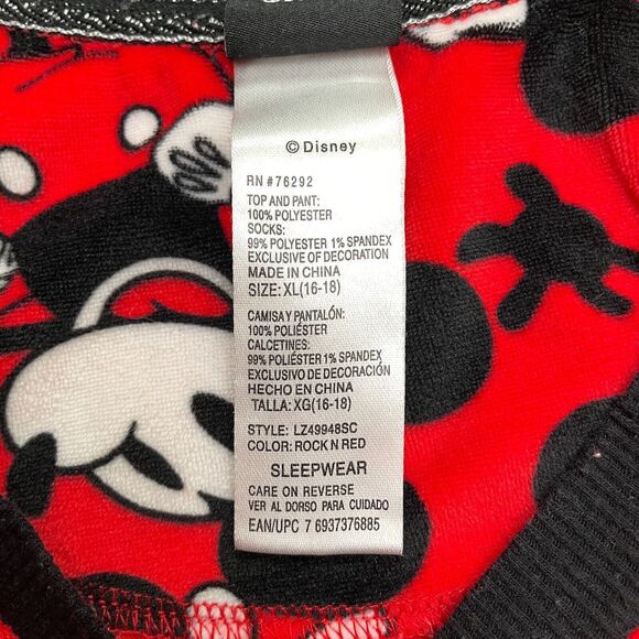 Disney Mickey Mouse Sleepwear Shirt Women XL Red Henley Long Sleeve Pajama Top - Picture 3 of 11